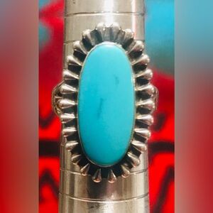 Turquoise Sterling Bell Trading Post Ring